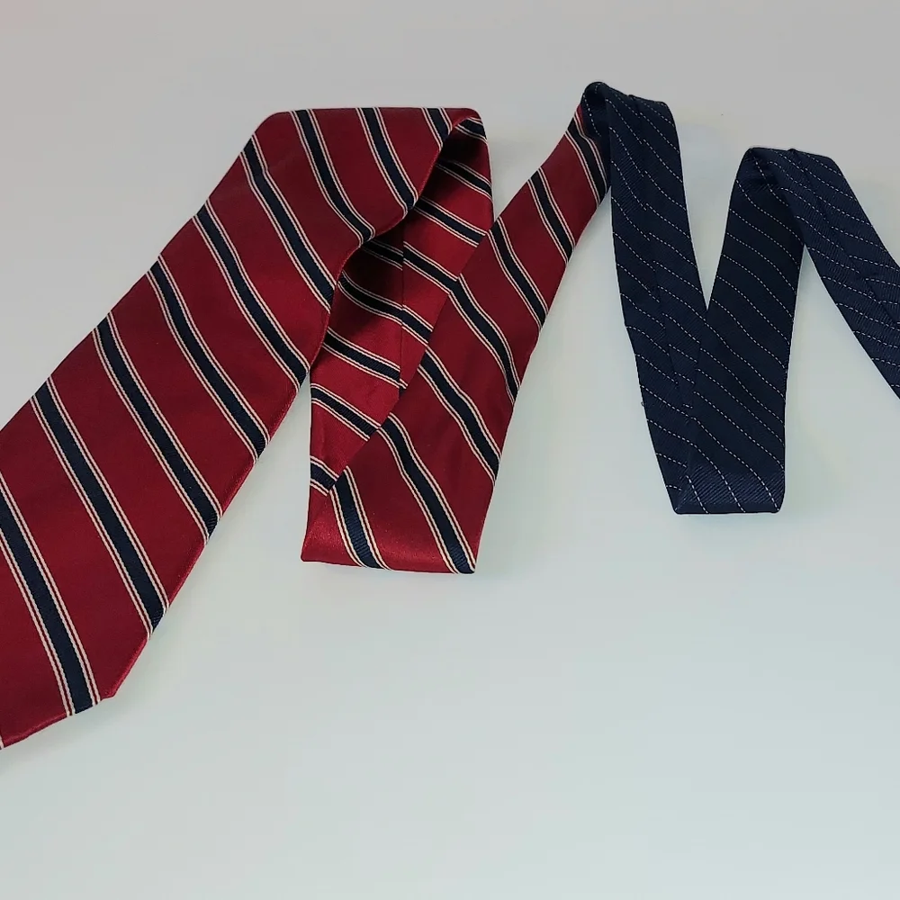 Tommy Hilfiger Red White & Blue Striped Silk Tie Classic Office Formal 4th July